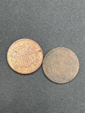 (2) 1865 2 cent pieces