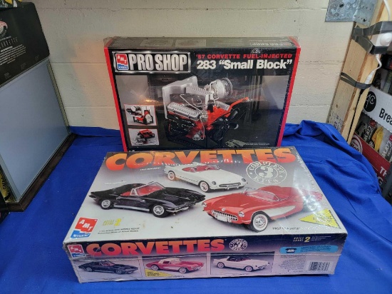 2 AMT Corvette Model Kits SEALED 1957 283 Engine + 3 Car Kit