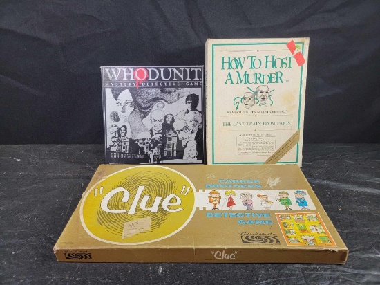 3 Vintage Murder Mystery Board Games Clue Who Dun It