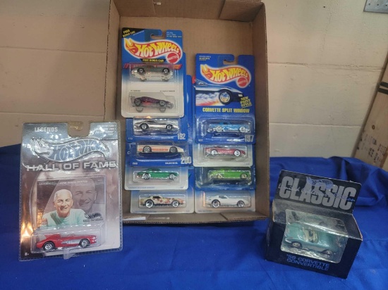 11 Mattel Hot Wheels Corvette Cars MOC Vintage HOF