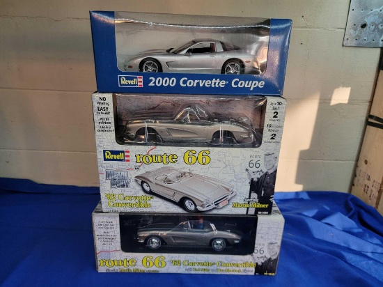 3 Revell Corvette Cars 1962 2000 Martin Milner Tod Stiles +