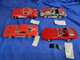 4 Franklin Mint Precision Models Corvette Cars 1/24 Die-Cast