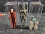 3 Vintage Star Wars Complete Figures R2-D2 IG88 Obi-Wan