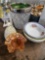 Figurine, ice bucket, canival glass bowl