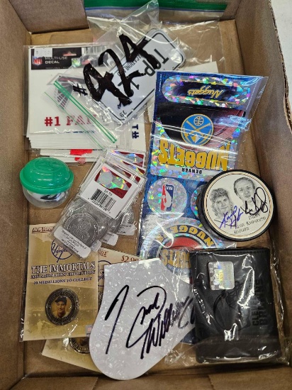 Stickers, puck, assorted collectibles