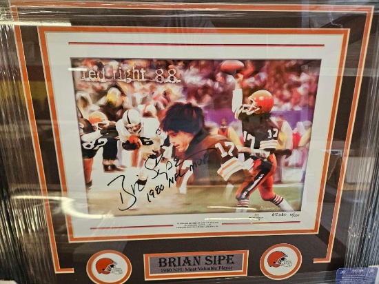 Brian Sipe signed print, framed, cert