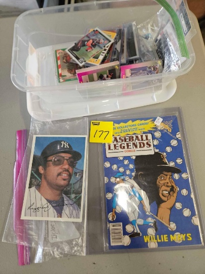 Comic book, assorted sports cards