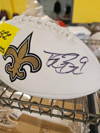 Drew Brees signed football, cert