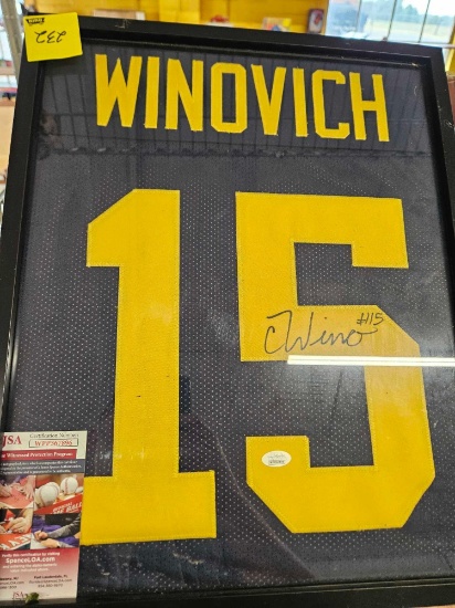 Winovich framed jersey, signed, cert