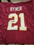 Byner signed jersey, cert