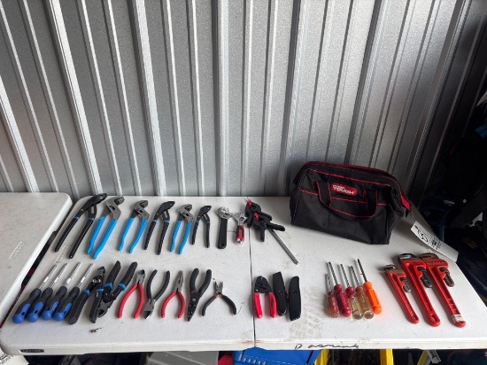 Pliers - Screwdrivers - Pipe Wrenches - Assorted Tools