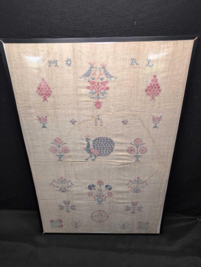 1817 dated M.O.R.L framed sampler, petit point
