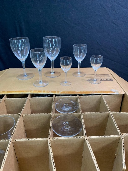Val St. Lambert blown glasses with cut stems