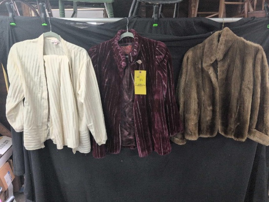 Halston M outfit, Borgazia and Engel - Fetzer size 12 vintage fur coat