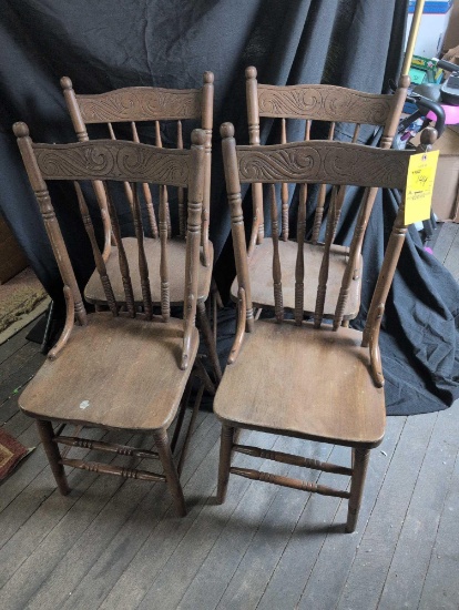 Set of 4 antique press back dining chairs