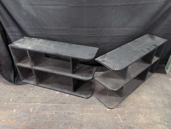 Pair of matching black painted bookcases