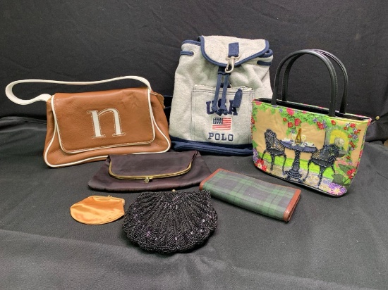 6 assorted designer handbags, including Polo