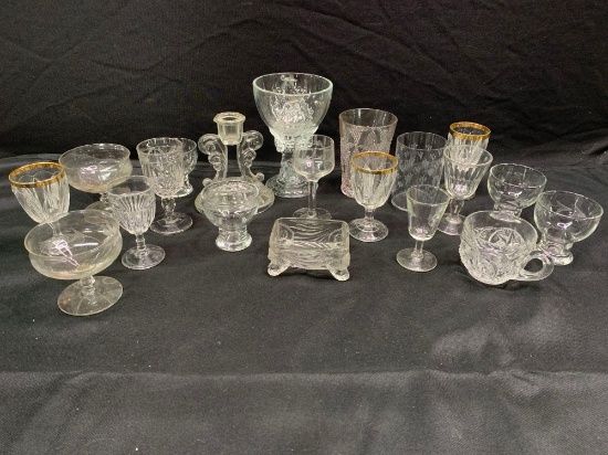 2 Boxes of Teasel wines, engraved, Spooner, figural Caeser palace cup