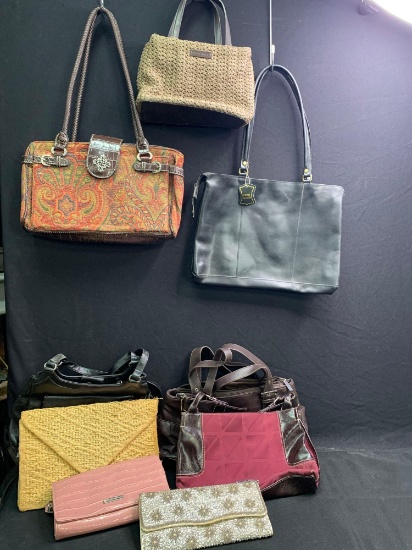Box lot of vintage ladies handbags and purses