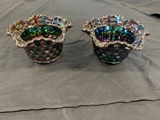 Pair of Fenton amethyst bowls