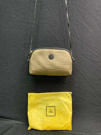 Fendi canvas shoulder bag with dust bag