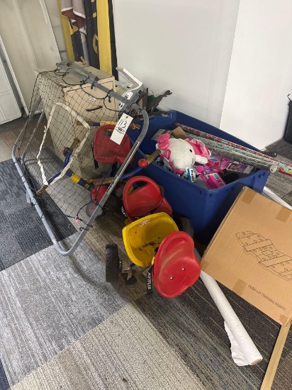 projector and kids items and file cabinet