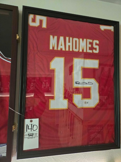 Framed Mahomes Jersey w/ autograph