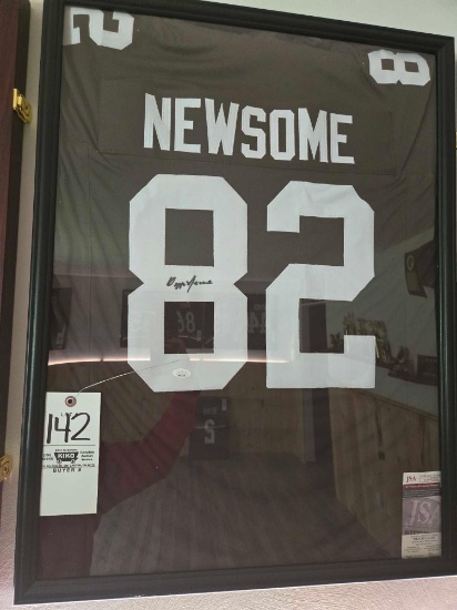 Framed Newsome Jersey with autograph
