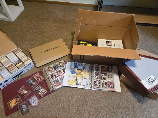 Assorted Sports Cards, Baseball, Hockey, Basketball and Football, Baseball Display Case