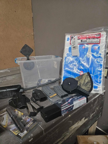 Assorted Targets, Magazines, Deer Caller, Holster, Magneto Speed and Gun Locks