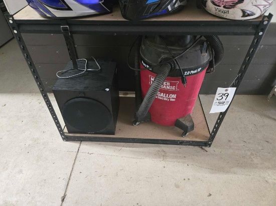 Shelf w/ Shop Vac and Speaker