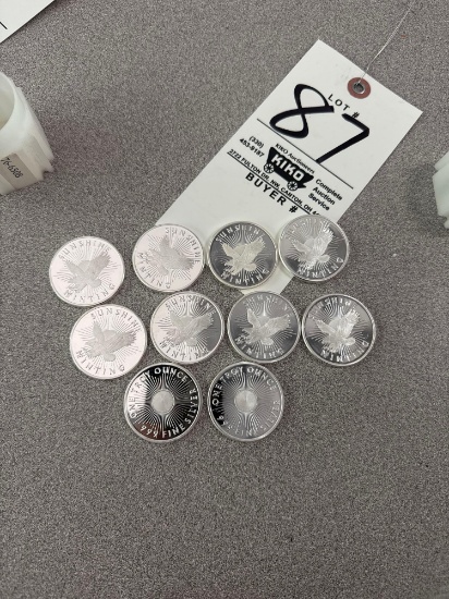 10 1oz silver rounds. bid x's 10