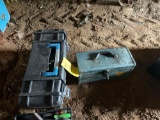 2 Tool Boxes with socket wrenches, mallets, hardware