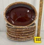 12 Hull Brown Drip oval steak platters