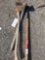 Edger, pick axe and axe