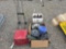 Travel Caddy, Shop Stool, Bottles, & Household Items