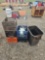 Plastic Crates, Trash Can, & Pump Sprayer