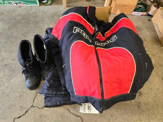 Polaris2xl jacket, size 8 snow boots, snow pants