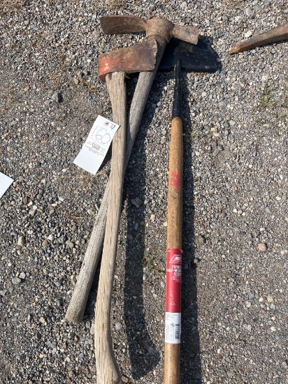 Edger, pick axe and axe