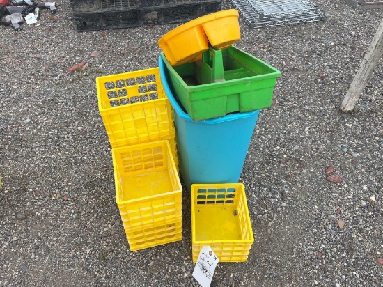 Small Plastic Crates, Trash Can, & Organizers