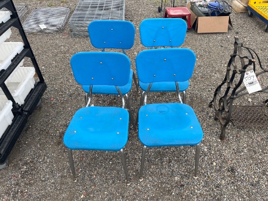 4 Metal Base Plastic Top Chairs