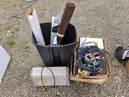 Cables, Heater, Trash Can