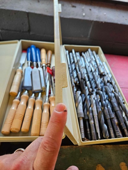 2 boxes bits and wood chisels