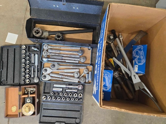 Socket sets, ratchets, pry bars