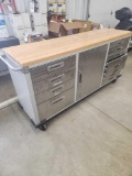 Butcher Block Top Metal Work Cart