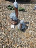 2 Concrete Pelican Statuettes