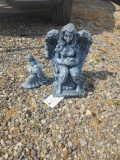 Concrete Angel Statuette & Small Mother Statuette