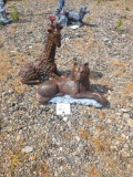 Concrete Giraffe Statuette & Concretr Wolf Statuette