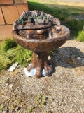 Concrete River Scene Fountain Birdbath