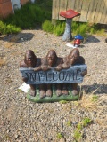 Concrete Bigfoot Welcome Sign Statuette